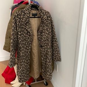 Leopard wool coat